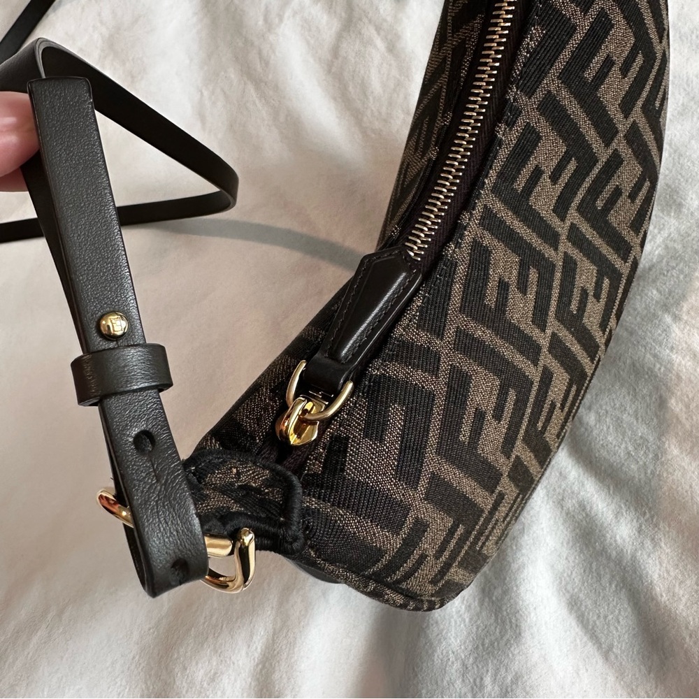 FENDI Authentic Fendigraphy Mini Brown FF Jacquard Mini hobo Bag Designer - Picture 7 of 15